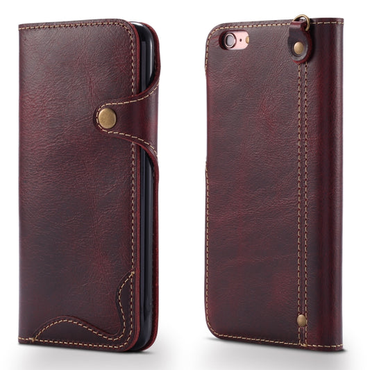 For iPhone 6 Plus / 6s Plus Denior Oil Wax Cowhide Magnetic Button Horizontal Flip Leather Case with Card Slots & Wallet(Dark Red) - More iPhone Cases by Denior | Online Shopping UK | buy2fix