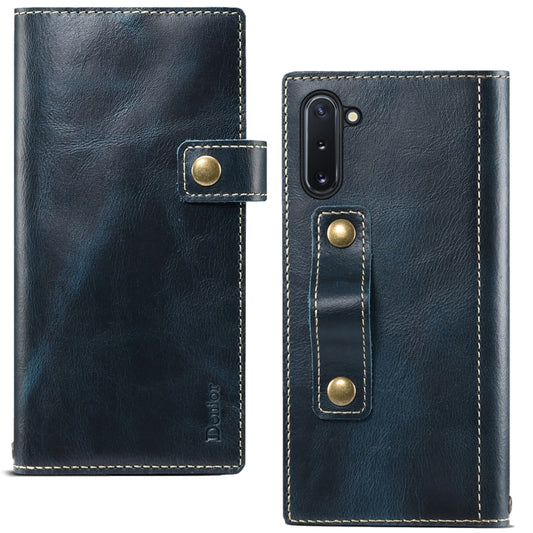 For Galaxy Note 10 Denior Oil Wax Cowhide DK Magnetic Button Horizontal Flip Leather Case with Holder & Card Slots & Wallet(Dark Blue) - Galaxy Phone Cases by Denior | Online Shopping UK | buy2fix