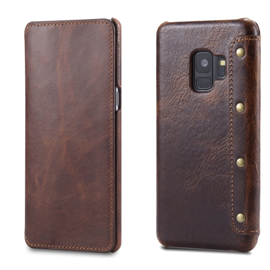 For Galaxy S9 Denior Oil Wax Cowhide Simple Horizontal Flip Leather Case with Card Slots & Wallet(Brown) - Galaxy Phone Cases by Denior | Online Shopping UK | buy2fix