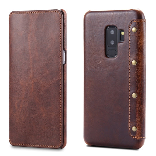 For Galaxy S9 Plus Denior Oil Wax Cowhide Simple Horizontal Flip Leather Case with Card Slots & Wallet(Brown) - Galaxy Phone Cases by Denior | Online Shopping UK | buy2fix