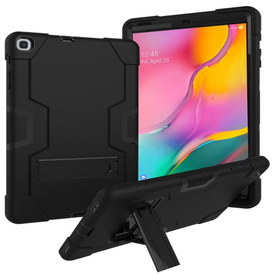 For Galaxy Tab A 10.1 (2019) T510 Contrast Color Silicone + PC Combination Case with Holder(Black) - Tab A 10.1 (2019) T510 / T515 by buy2fix | Online Shopping UK | buy2fix