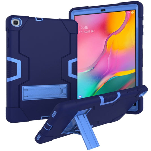 For Galaxy Tab A 10.1 (2019) T510 Contrast Color Silicone + PC Combination Case with Holder(Navy Blue + Blue) - Tab A 10.1 (2019) T510 / T515 by buy2fix | Online Shopping UK | buy2fix