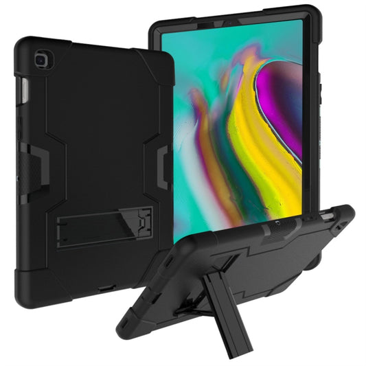 For Galaxy Tab S5e T720 Contrast Color Silicone + PC Combination Case with Holder(Black) - Tab S5E 10.5 T720 / T725 by buy2fix | Online Shopping UK | buy2fix