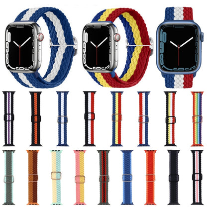 Nylon Braid Watch Band For Apple Watch Ultra 49mm&Watch Ultra 2 49mm / Series 9&8&7 45mm / SE 3&SE 2&6&SE&5&4 44mm / 3&2&1 42mm(Red White Blue) - Watch Bands by buy2fix | Online Shopping UK | buy2fix