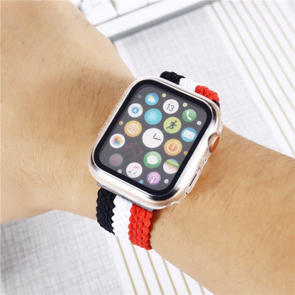 Nylon Braid Watch Band For Apple Watch Ultra 49mm&Watch Ultra 2 49mm / Series 9&8&7 45mm / SE 3&SE 2&6&SE&5&4 44mm / 3&2&1 42mm(Red White Blue) - Watch Bands by buy2fix | Online Shopping UK | buy2fix