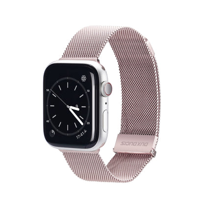 DUX DUCIS Milanese Watchband For Apple Watch Series 9&8&7 45mm / SE 3&SE 2&6&SE&5&4 44mm / 3&2&1 42mm(Pink) - Watch Bands by DUX DUCIS | Online Shopping UK | buy2fix