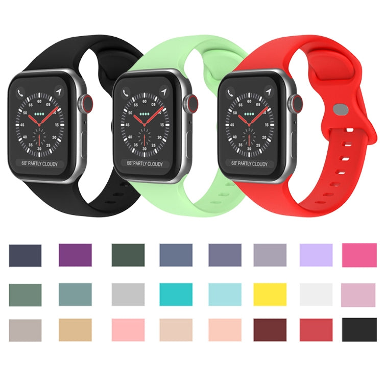 Butterfly Buckle Silicone Watch Band, Size: L For Apple Watch Ultra 49mm&Watch Ultra 2 49mm / Series 9&8&7 45mm / SE 3&SE 2&6&SE&5&4 44mm / 3&2&1 42mm(Olive Green) - Watch Bands by buy2fix | Online Shopping UK | buy2fix