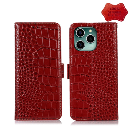 For Honor 60 SE Crocodile Top Layer Cowhide Leather Phone Case(Red) - Honor Cases by buy2fix | Online Shopping UK | buy2fix