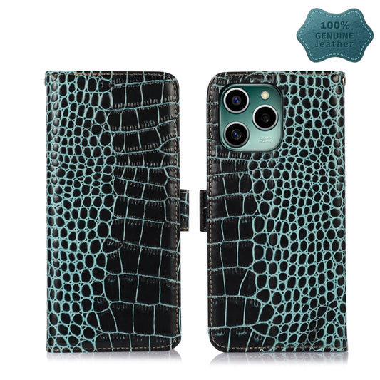 For Honor 60 SE Crocodile Top Layer Cowhide Leather Phone Case(Green) - Honor Cases by buy2fix | Online Shopping UK | buy2fix