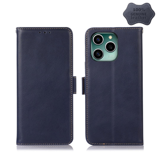 For Honor 60 SE Crazy Horse Top Layer Cowhide Leather Phone Case(Blue) - Honor Cases by buy2fix | Online Shopping UK | buy2fix