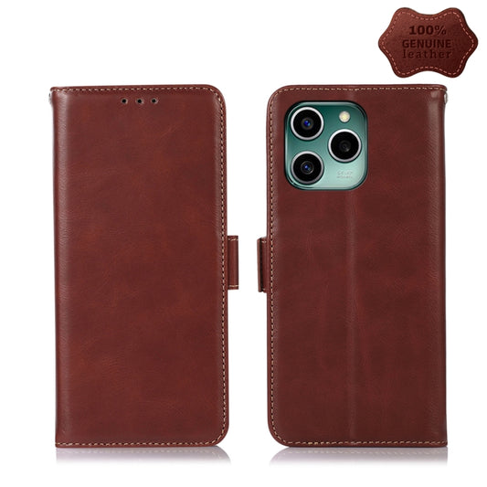 For Honor 60 SE Crazy Horse Top Layer Cowhide Leather Phone Case(Brown) - Honor Cases by buy2fix | Online Shopping UK | buy2fix