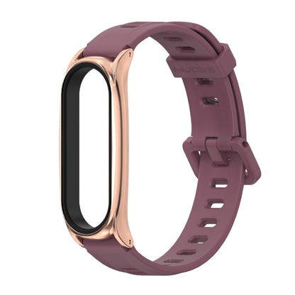 For Xiaomi Mi Band 6 / 5 / 4 / 3 Mijobs Flat Hole Silicone Watch Band, Style:Plus Case(Wine Red+Rose Gold) - Watch Bands by MIJOBS | Online Shopping UK | buy2fix