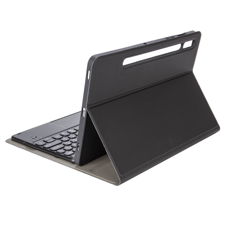 YA08B-A  Lambskin Texture Voltage Round Keycap Bluetooth Keyboard Leather Case with Touchpad For Samsung Galaxy Tab A8 10.5 2021 SM-X200 / SM-X205(Black) - Samsung Keyboard by buy2fix | Online Shopping UK | buy2fix