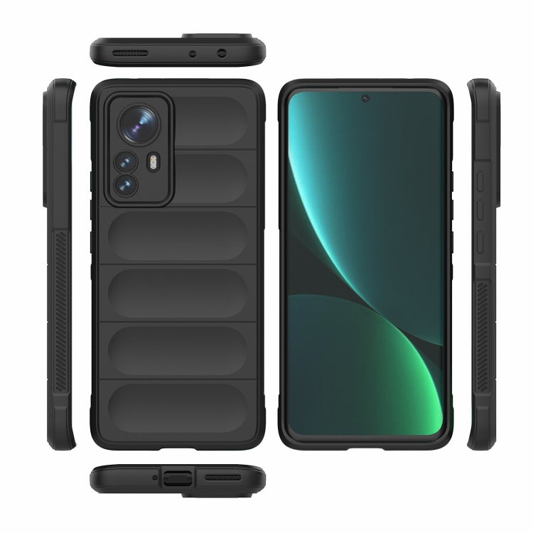 For Xiaomi 12 Pro Magic Shield TPU + Flannel Phone Case(Black) - Xiaomi Cases by buy2fix | Online Shopping UK | buy2fix