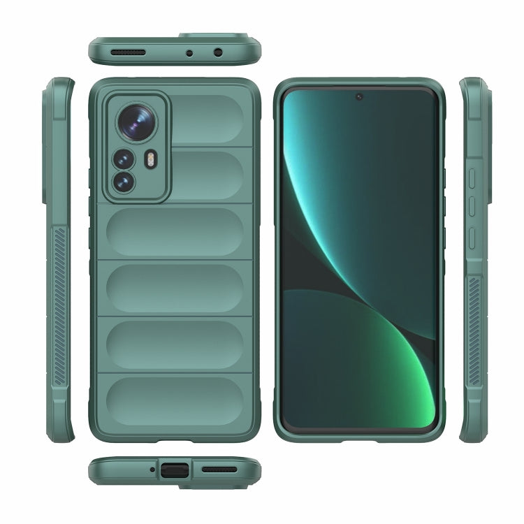 For Xiaomi 12 Pro Magic Shield TPU + Flannel Phone Case(Dark Green) - Xiaomi Cases by buy2fix | Online Shopping UK | buy2fix