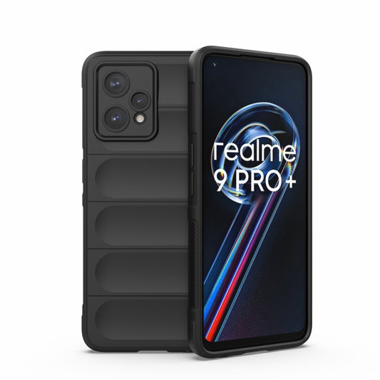 For OPPO Realme 9 Pro+ Magic Shield TPU + Flannel Phone Case(Black) - Realme Cases by buy2fix | Online Shopping UK | buy2fix