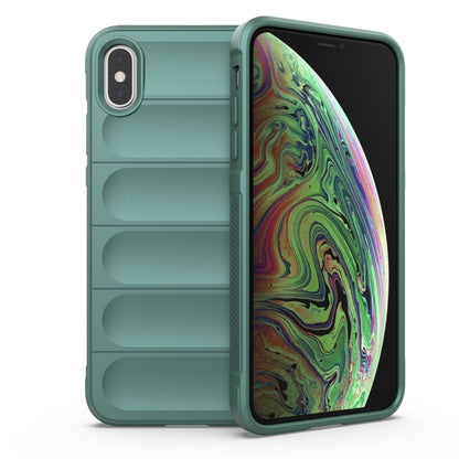 For iPhone X / XS Magic Shield TPU + Flannel Phone Case(Dark Green) - More iPhone Cases by buy2fix | Online Shopping UK | buy2fix