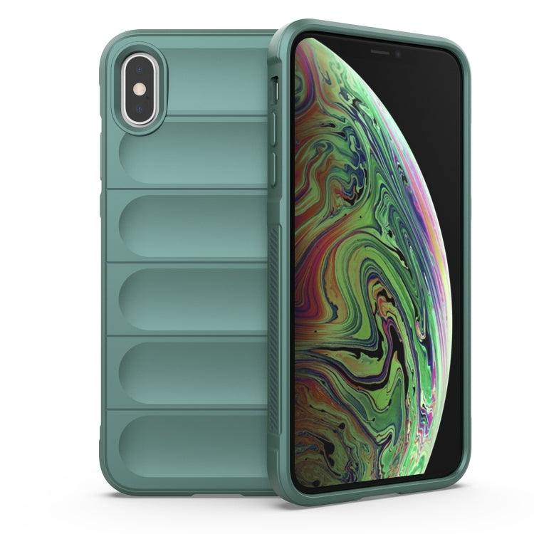 For iPhone XS Max Magic Shield TPU + Flannel Phone Case(Dark Green) - More iPhone Cases by buy2fix | Online Shopping UK | buy2fix