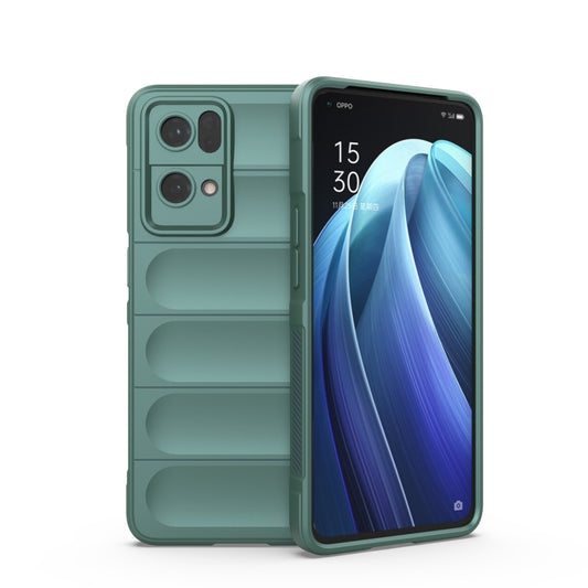 For OPPO Reno7 Pro 5G Magic Shield TPU + Flannel Phone Case(Dark Green) - OPPO Cases by buy2fix | Online Shopping UK | buy2fix