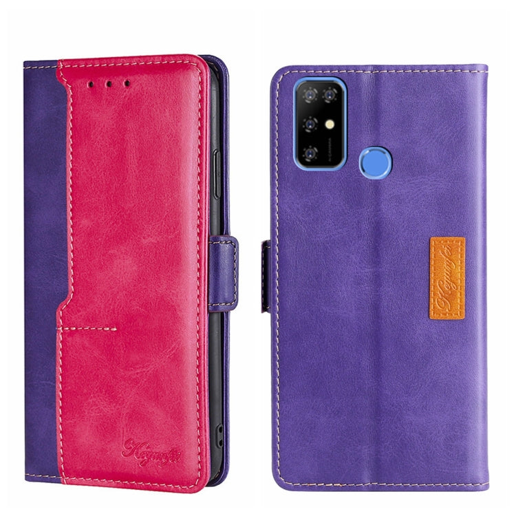 For Doogee X96 Pro Contrast Color Side Buckle Leather Phone Case(Purple + Rose Red) - Doogee Cases by buy2fix | Online Shopping UK | buy2fix