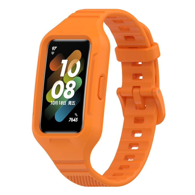 For Huawei Band 8 / Huawei Band 7 / Honor Band 6 Universal Integrated Silicone Watch Band(Orange) - Watch Bands by buy2fix | Online Shopping UK | buy2fix