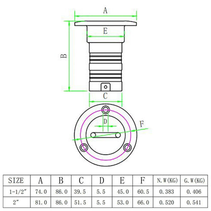 2 inch Stainless Steel Yacht Universal Fuel Filler - Marine Accessories & Parts by buy2fix | Online Shopping UK | buy2fix