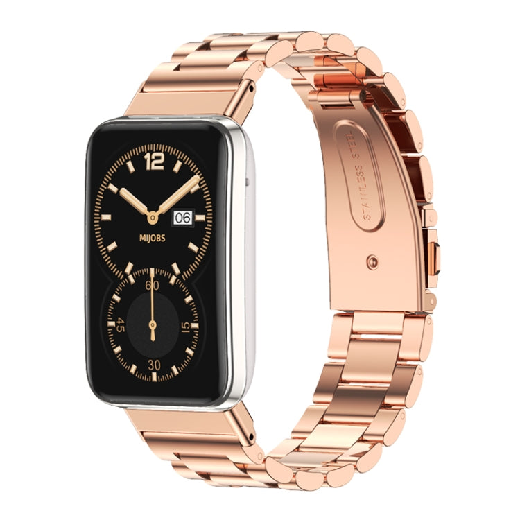 For Xiaomi Mi Band 7 Pro Mijobs Three-bead Metal Stainless Steel Watch Band(Rose Gold) - Watch Bands by MIJOBS | Online Shopping UK | buy2fix