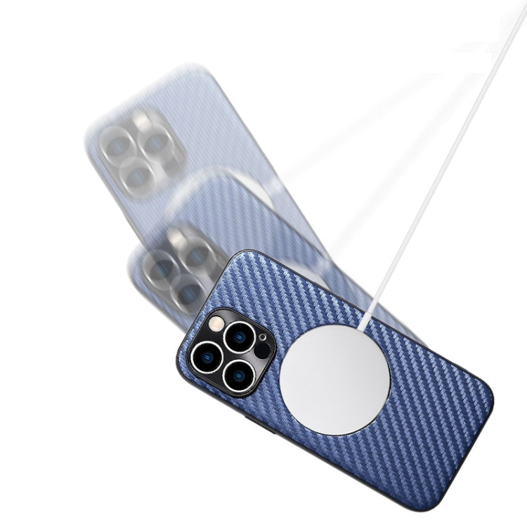 For iPhone 12 Pro Carbon Fiber Texture MagSafe Magnetic Phone Case(Silver Grey) - iPhone 12 / 12 Pro Cases by buy2fix | Online Shopping UK | buy2fix