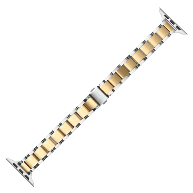 Three Beads Metal Watch Band For Apple Watch Ultra 49mm&Watch Ultra 2 49mm / Series 9&8&7 45mm / SE 3&SE 2&6&SE&5&4 44mm / 3&2&1 42mm(Silver and Gold) - Watch Bands by buy2fix | Online Shopping UK | buy2fix