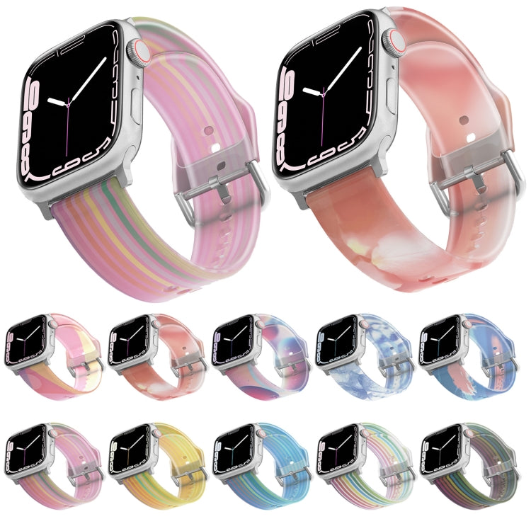 Frosted Translucent Silicone Watch Band For Apple Watch Ultra 49mm&Watch Ultra 2 49mm / Series 9&8&7 45mm / SE 3&SE 2&6&SE&5&4 44mm / 3&2&1 42mm(Pink Rainbow) - Watch Bands by buy2fix | Online Shopping UK | buy2fix