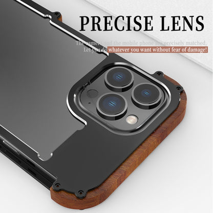 For iPhone 14 Pro R-JUST Ironwood Generation Metal + Wood Phone Case - iPhone 14 Pro Cases by R-JUST | Online Shopping UK | buy2fix