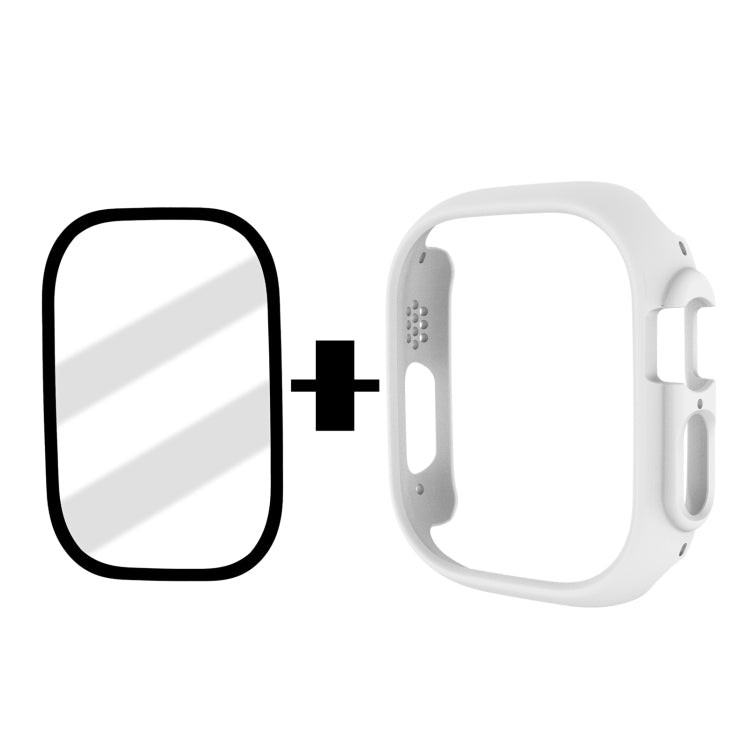 Tempered Glass Film Frosted PC Watch Case For Apple Watch Ultra 49mm / Apple Watch Ultra 2 49mm(White) - Watch Cases by buy2fix | Online Shopping UK | buy2fix