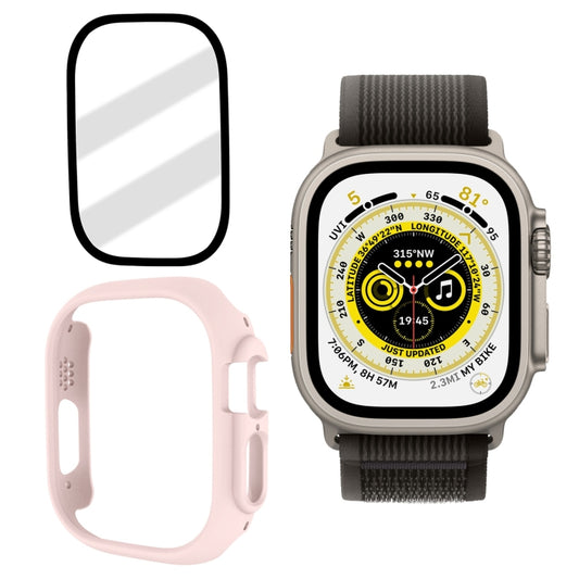 Tempered Glass Film Frosted PC Watch Case For Apple Watch Ultra 49mm / Apple Watch Ultra 2 49mm(Pink) - Watch Cases by buy2fix | Online Shopping UK | buy2fix