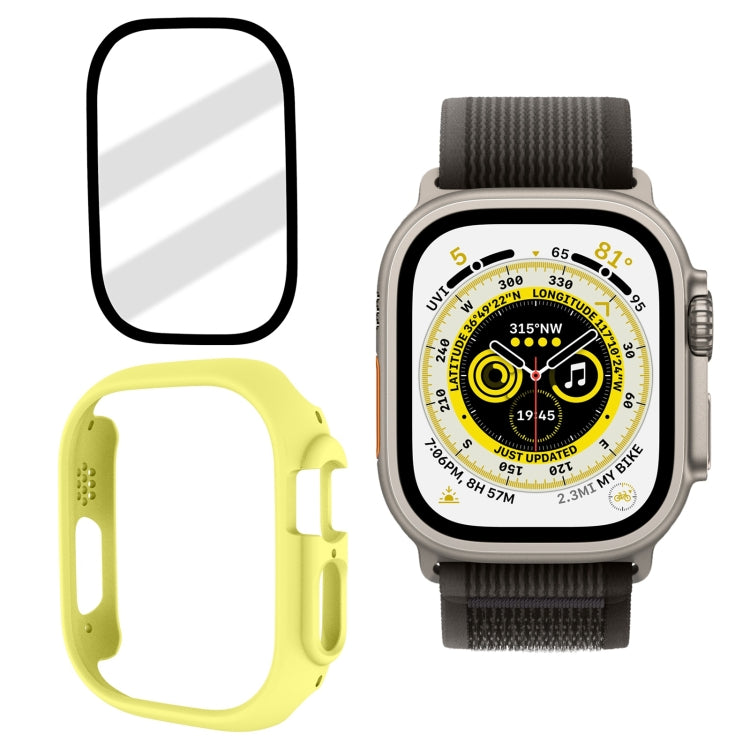 Tempered Glass Film Frosted PC Watch Case For Apple Watch Ultra 49mm / Apple Watch Ultra 2 49mm(Yellow) - Watch Cases by buy2fix | Online Shopping UK | buy2fix