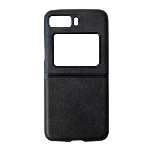 For Motorola Moto Razr 2022 Two-color Cowhide Texture Top-grain Leather Phone Case(Black) - Motorola Cases by buy2fix | Online Shopping UK | buy2fix