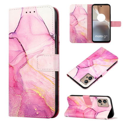 For Motorola Moto G32 PT003 Marble Pattern Flip Leather Phone Case(Pink Purple) - Motorola Cases by buy2fix | Online Shopping UK | buy2fix