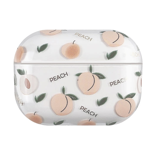 For AirPods Pro 2 Bronzing Fruit Pattern PC Earphone Hard Protective Case(Peach) - For AirPods Pro 2 by buy2fix | Online Shopping UK | buy2fix