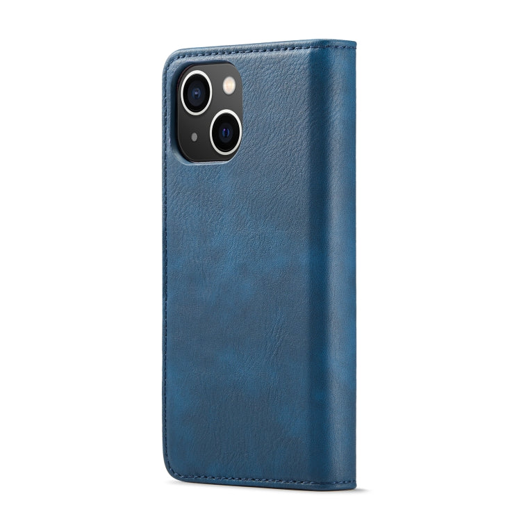 For iPhone 14 DG.MING Crazy Horse Texture Detachable Magnetic Leather Case(Blue) - iPhone 14 Cases by DG.MING | Online Shopping UK | buy2fix