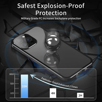 For iPhone 14 Plus Dual-Lock Anti-peeping Glass 360 Full Body Frosted Magnetic Phone Case(Silver) - iPhone 14 Plus Cases by buy2fix | Online Shopping UK | buy2fix