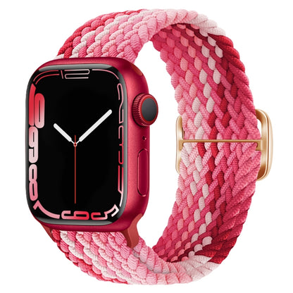 Buckle Nylon Braided Watch Band for Apple Watch Ultra 49mm&Watch Ultra 2 49mm / Series 9&8&7 45mm / SE 3&SE 2&6&SE&5&4 44mm / 3&2&1 42mm(Strawberry) - Watch Bands by buy2fix | Online Shopping UK | buy2fix