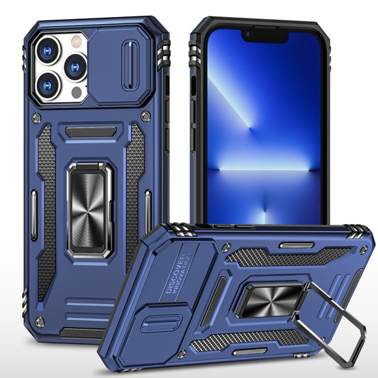 For iPhone 12 Pro Armor PC + TPU Camera Shield Phone Case(Navy Blue) - iPhone 12 / 12 Pro Cases by buy2fix | Online Shopping UK | buy2fix