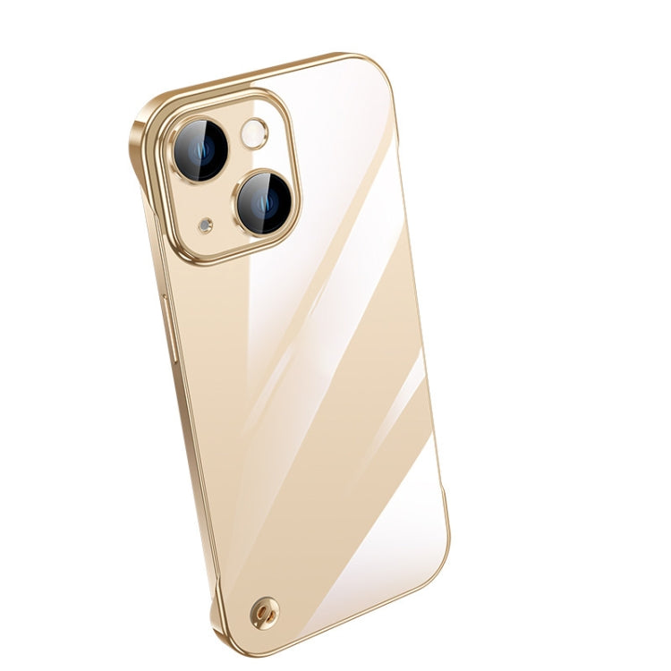 For iPhone 14 Electroplating Frameless Clear PC Phone Case(Gold) - iPhone 14 Cases by buy2fix | Online Shopping UK | buy2fix