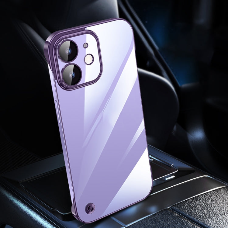 For iPhone 12 Electroplating Frameless Clear PC Phone Case(Purple) - iPhone 12 / 12 Pro Cases by buy2fix | Online Shopping UK | buy2fix