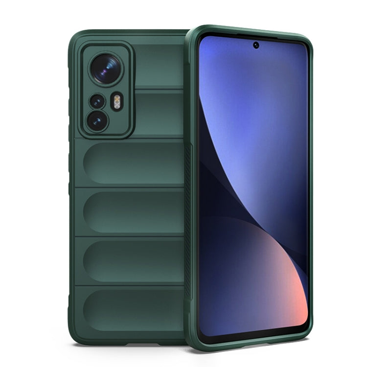 For Xiaomi 12 Magic Shield TPU + Flannel Phone Case(Dark Green) - Xiaomi Cases by buy2fix | Online Shopping UK | buy2fix