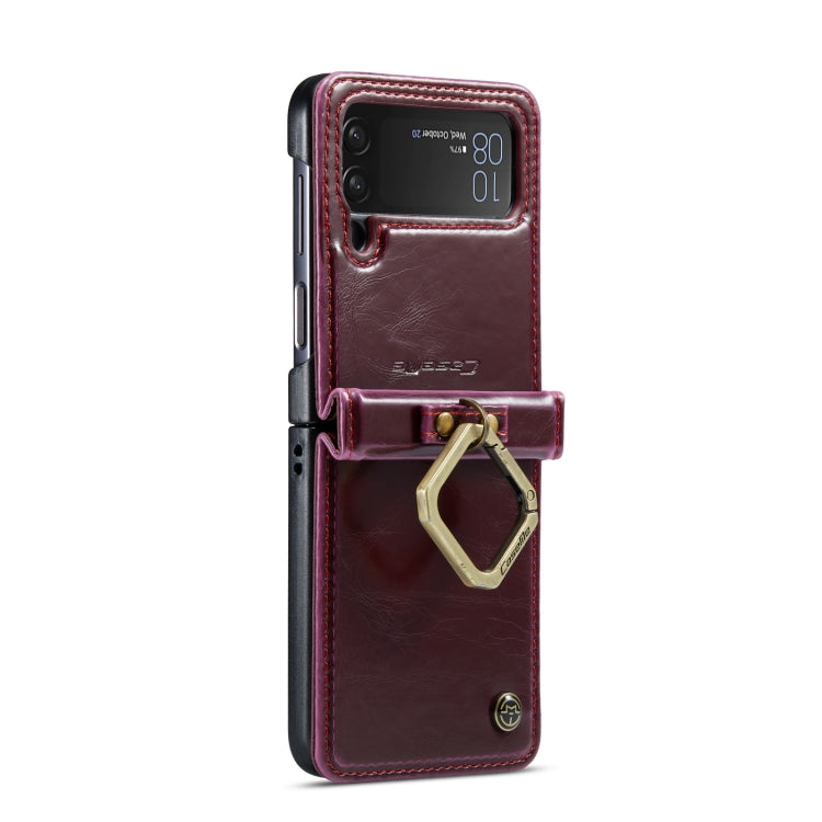 For Samsung Galaxy Z Flip4 CaseMe 003 Crazy Horse Texture Leather Phone Case with Lanyard(Wine Red) - Galaxy Z Flip4 5G Cases by CaseMe | Online Shopping UK | buy2fix