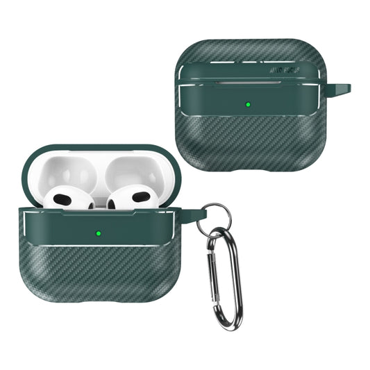 For AirPods 3 Carbon Fiber Texture Anti-fall Earphone Protective Case(Green) - For AirPods 3 by buy2fix | Online Shopping UK | buy2fix