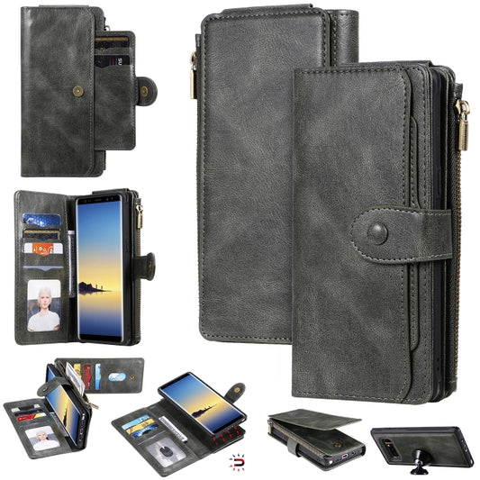 For Galaxy Note 8 Multifunctional Retro Detachable Magnetic Horizontal Flip Leather Case with Card Slots & Holder & Wallet & Photo Frame(Dark Green) - Galaxy Phone Cases by buy2fix | Online Shopping UK | buy2fix