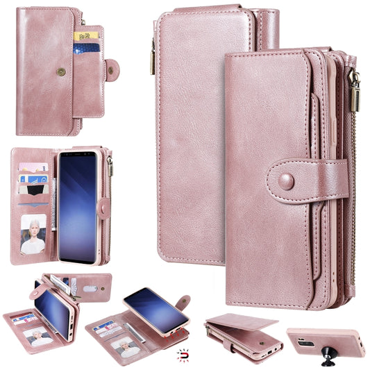 For Galaxy S9+ Multifunctional Retro Detachable Magnetic Horizontal Flip Leather Case with Card Slots & Holder & Wallet & Photo Frame(Rose Gold) - Galaxy Phone Cases by buy2fix | Online Shopping UK | buy2fix