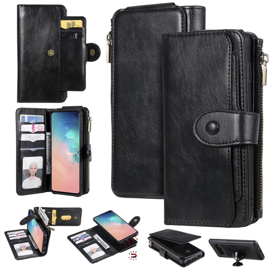 For Galaxy S10 Multifunctional Retro Detachable Magnetic Horizontal Flip Leather Case with Card Slots & Holder & Wallet & Photo Frame(Black) - Galaxy Phone Cases by buy2fix | Online Shopping UK | buy2fix