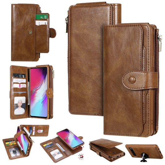 For Galaxy S10 5G Multifunctional Retro Detachable Magnetic Horizontal Flip Leather Case with Card Slots & Holder & Wallet & Photo Frame(Brown) - Galaxy Phone Cases by buy2fix | Online Shopping UK | buy2fix